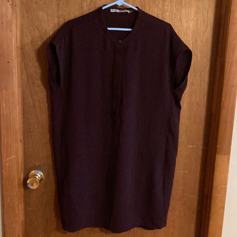 Sz 12 dark burgundy, polyester mesh soft easy flowing dress. Like new